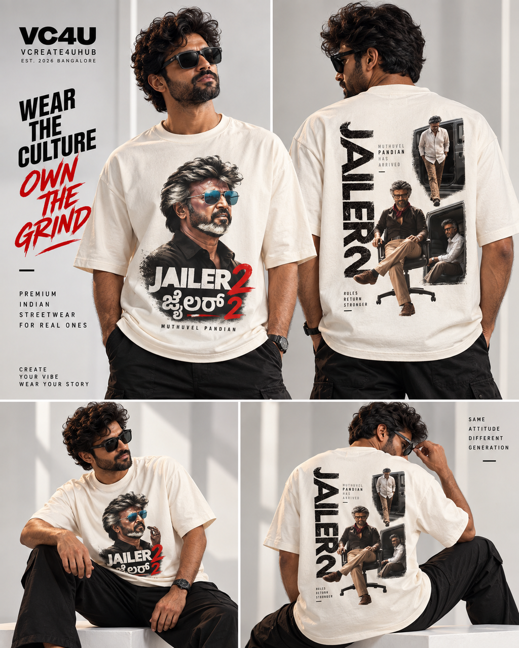 ಜೈಲರ್ 2 AOP Oversized Tee | Kannada Edition | Muthuvel Pandian Has Arrived 🔥