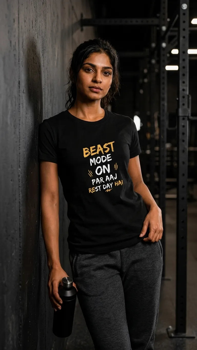 🔥 BEAST MODE ON. PAR AAJ REST DAY HAI Women's T-shirt