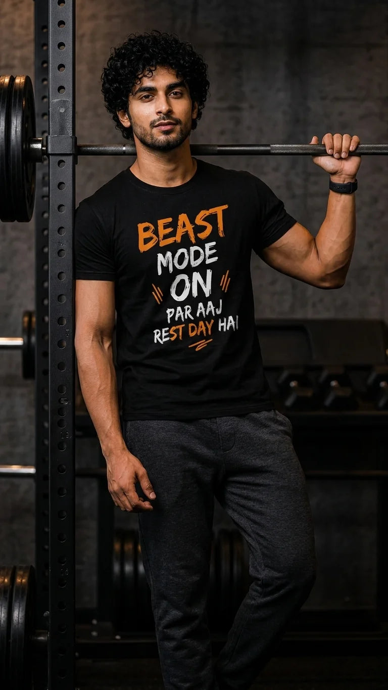 🔥 BEAST MODE ON. PAR AAJ REST DAY HAI. Men's T-shirt