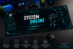VCREATE4UHUB System Online Extended Gaming Mouse Pad 900x400mm on gaming desk with keyboard and mouse