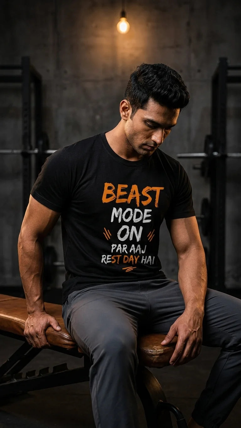🔥 BEAST MODE ON. PAR AAJ REST DAY HAI. Men's T-shirt