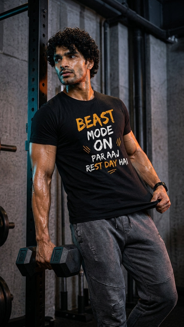 🔥 BEAST MODE ON. AAJ REST DAY HAI Unisex T-Shirt