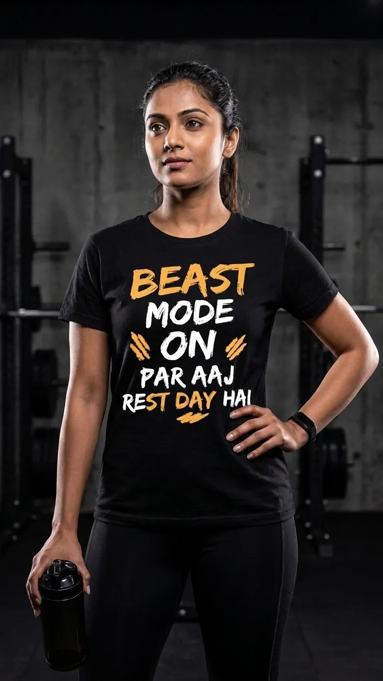 🔥 BEAST MODE ON. PAR AAJ REST DAY HAI Women's T-shirt