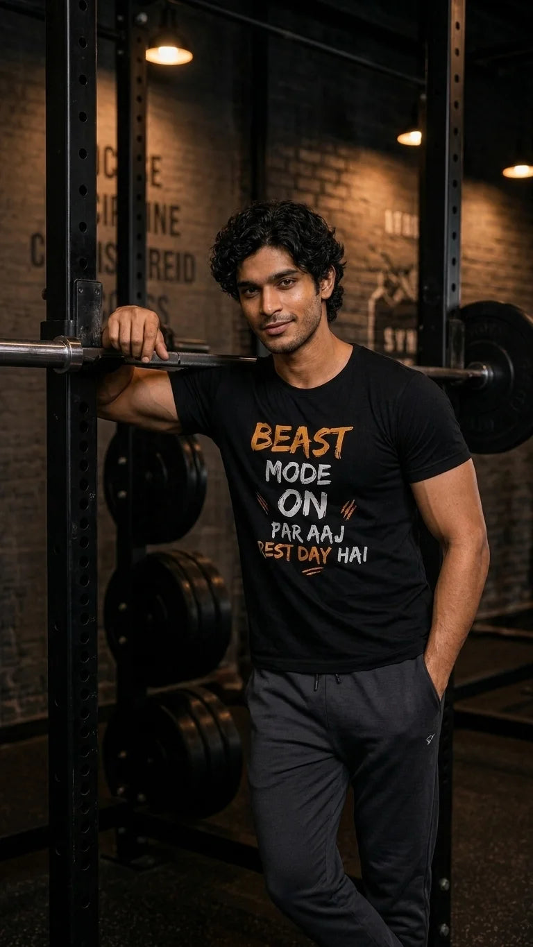🔥 BEAST MODE ON. PAR AAJ REST DAY HAI. Men's T-shirt