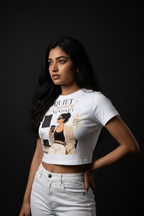 Quiet Luxury Mindset Graphic Crop Top – Women's Half Sleeve | 180 GSM Cotton