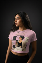 Quiet Luxury Mindset Graphic Crop Top – Women's Half Sleeve | 180 GSM Cotton