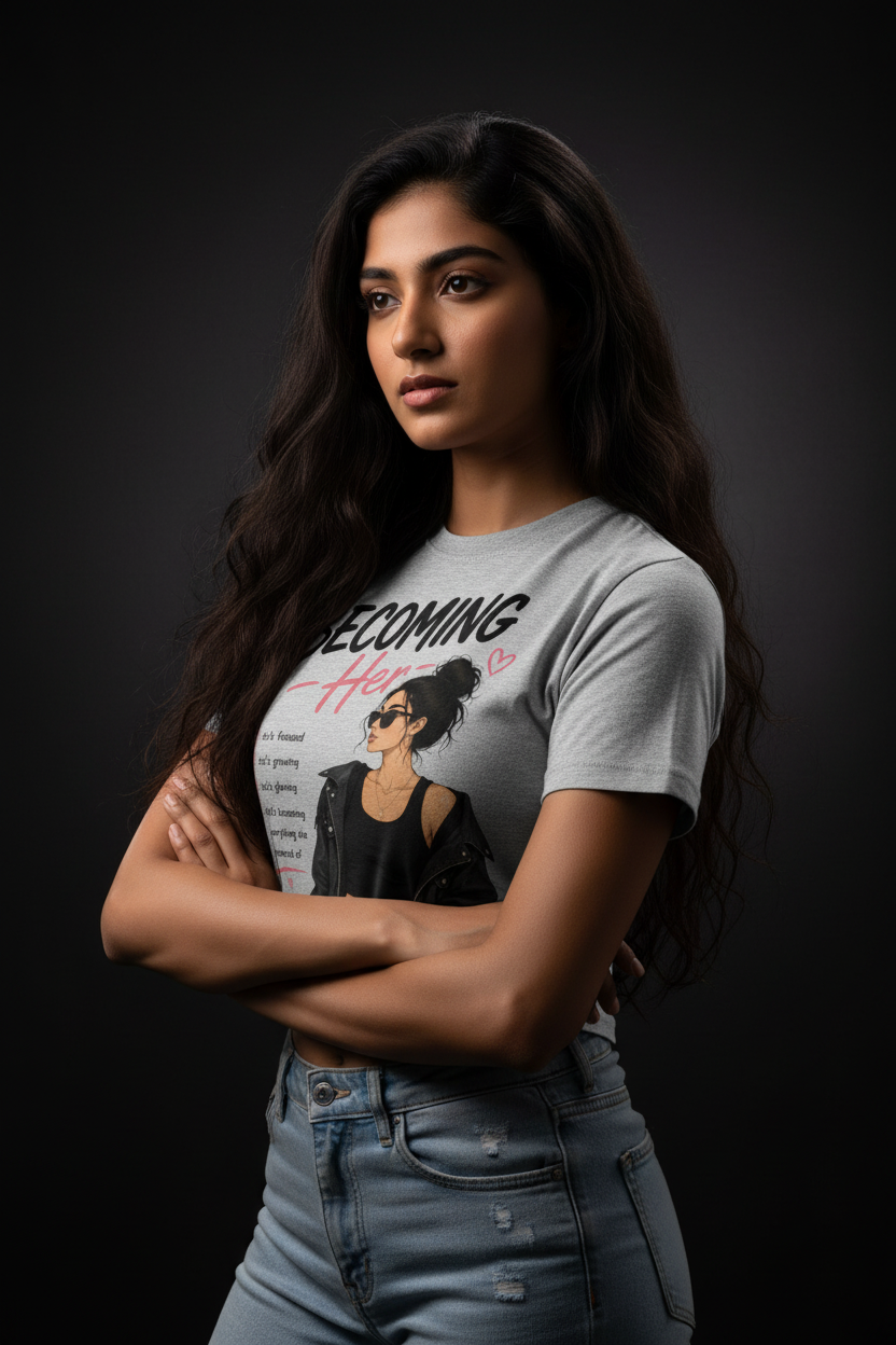 Becoming Her Graphic Crop Top – Women's Half Sleeve | 180 GSM Cotton