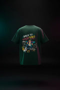 Green t-shirt with 'Back to the Good Times' graphic design on a dark background
