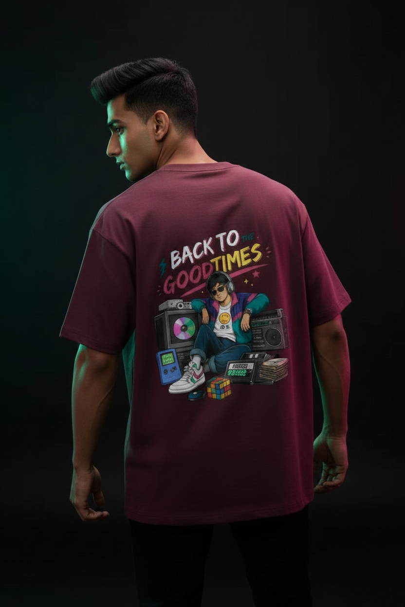 Back to the Good Times - Maroon Oversized T-Shirt