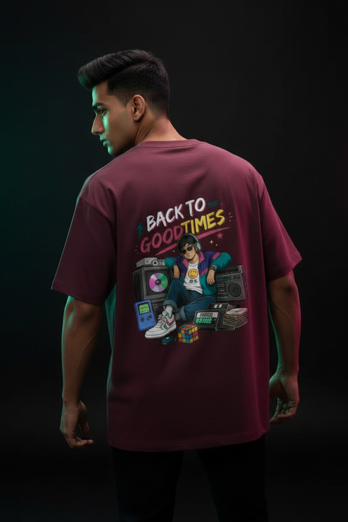 Back to the Good Times - Maroon Oversized T-Shirt
