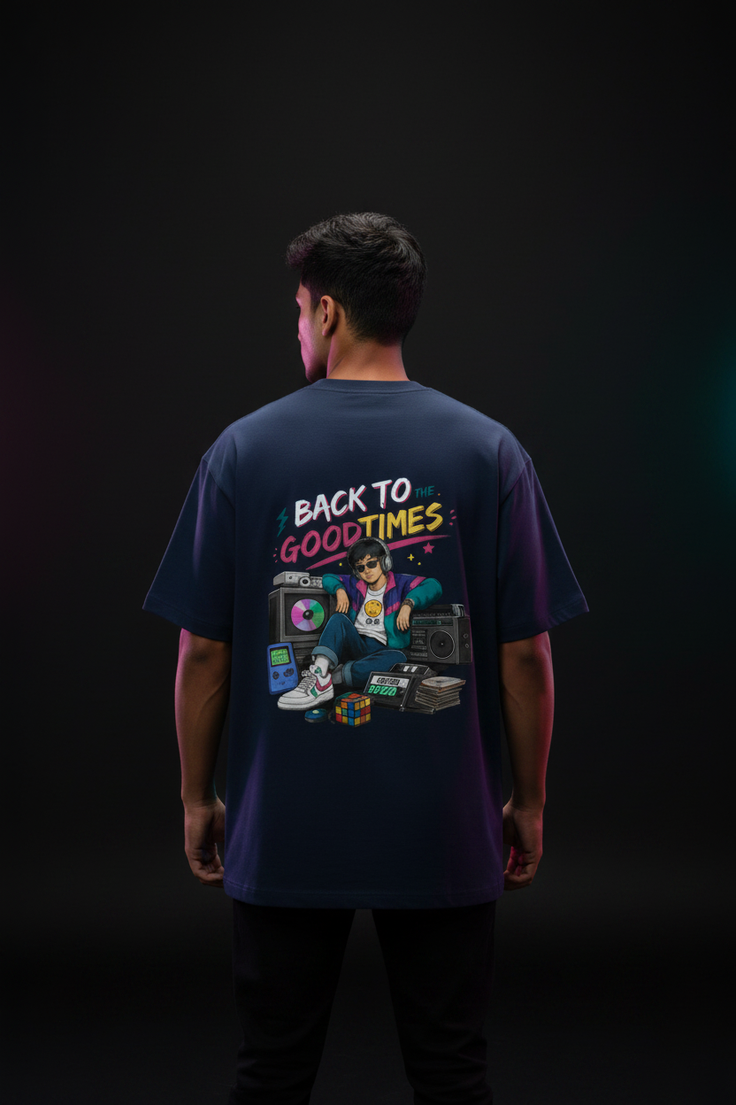 Back to the Good Times - Navy Blue Oversized T-Shirt