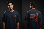Phoenix tee Navy Blue male diptych front and back