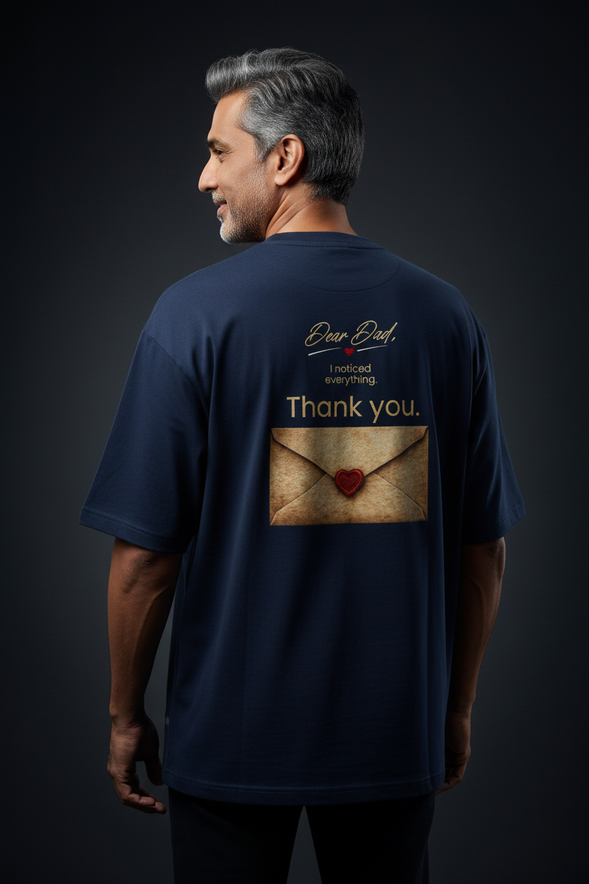 Dear Dad tee Navy Blue mature father back print