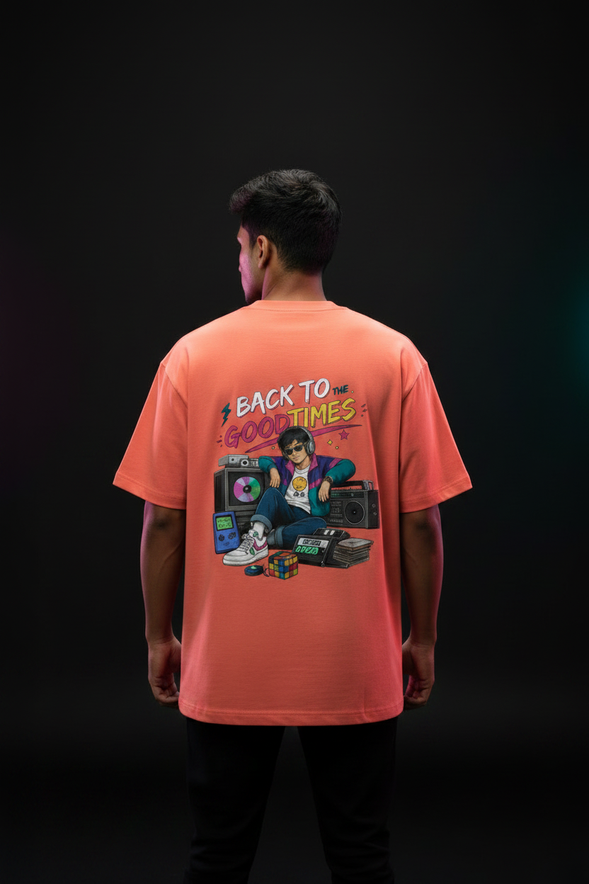 Back to the Good Times - Coral Oversized T-Shirt
