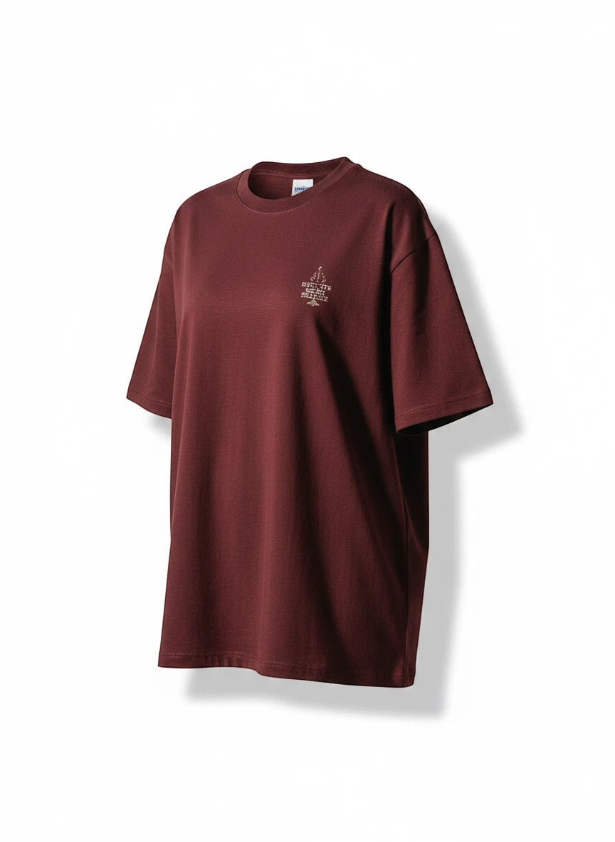 vcreate4uhub.co.in maroon graphic t-shirt with "My Therapy Has No Subscription Just A Yoga Mat Sunrise" text and graphic.